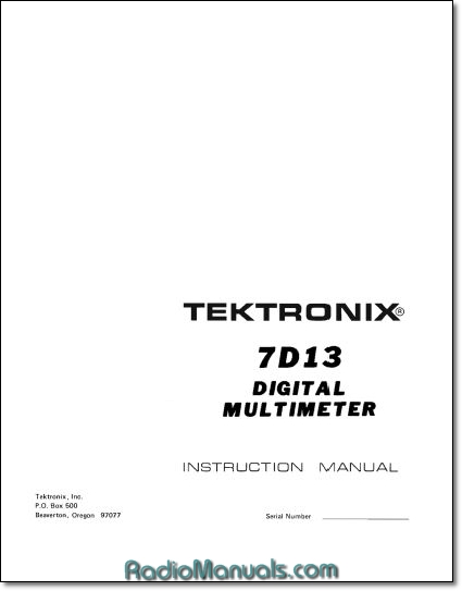 Tektronix 7D13 Instruction Manual Tektronix 7D13 Instruction Manual
